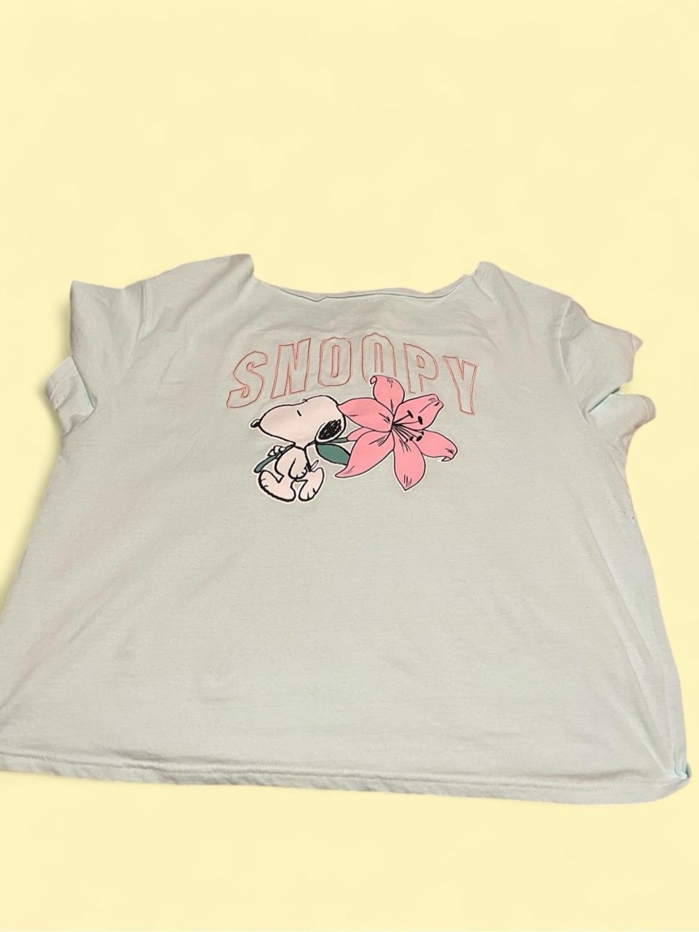 Peanuts White Tee with Pink Flower & Snoopy Graphic